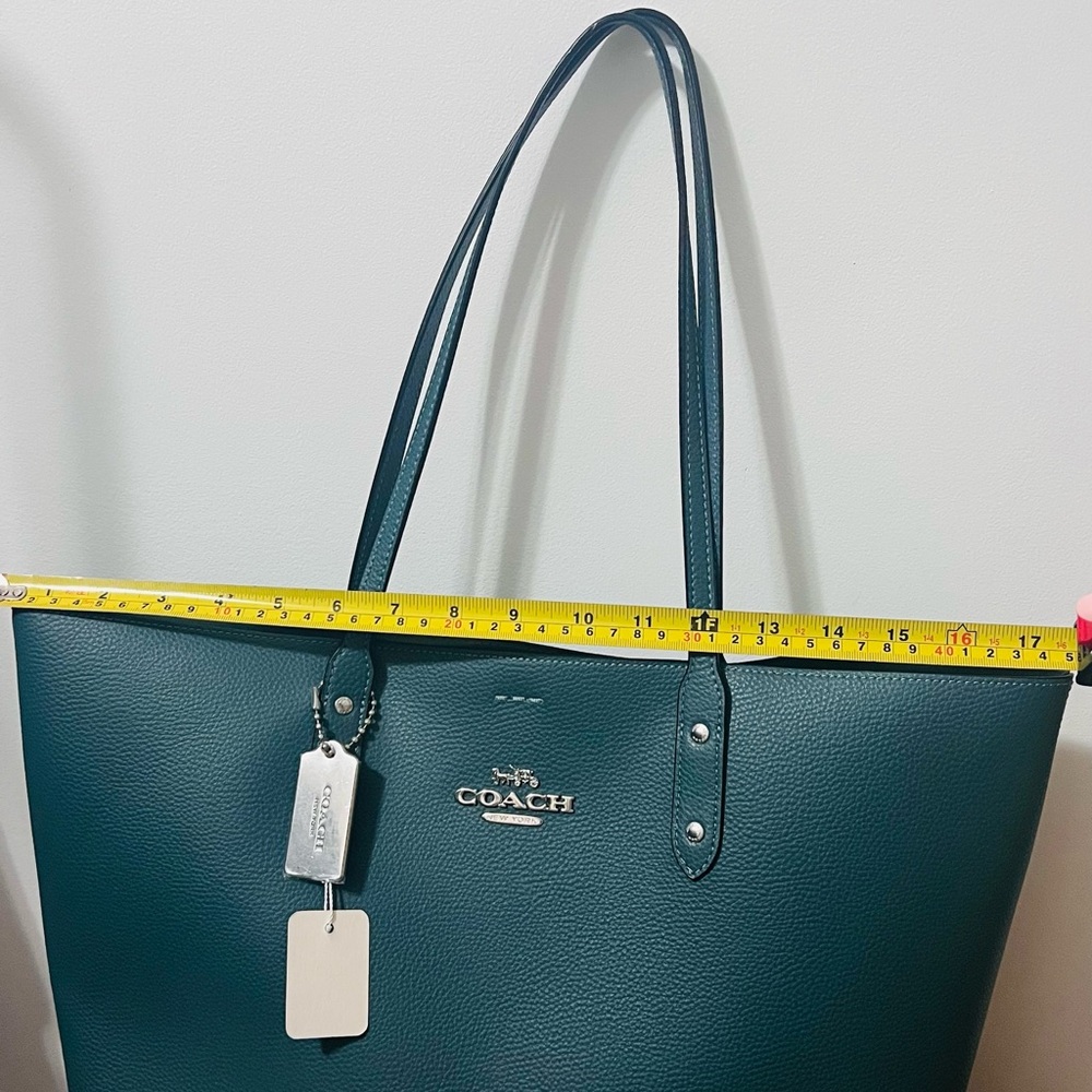 Coach Leather Town Tote (Dark Turquoise) Style No. 72673 - Picture 6 of 8